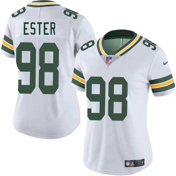 Women%27s Green Bay Packers #98 James Ester White 2025 Vapor Untouchable Limited Stitched Jersey Dzhi